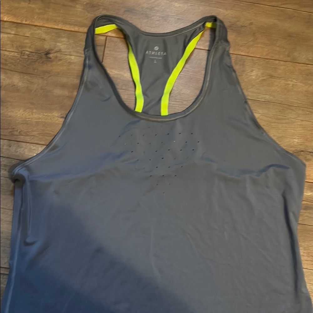 Athleta Gray Tank Top with Neon Accents